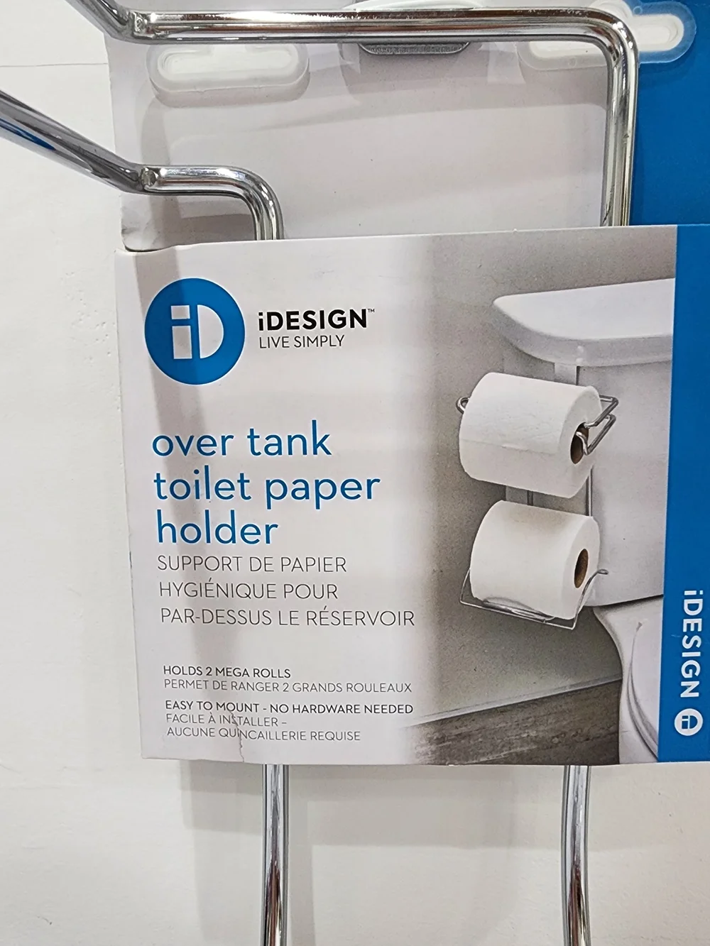 iDesign Classico Over-the-Tank Toilet Paper Holder Steel Chrome Bathroom Storage